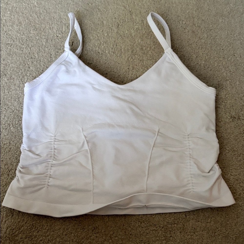 White Ruched Camisole Top FP free people moment xs